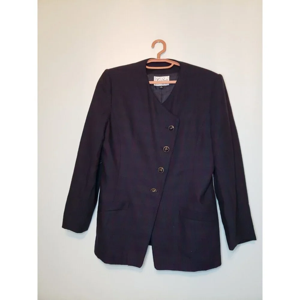Le Suit Womens Sz 14 Blazer Jacket Long Sleeve Button Front Asymmetrical Pockets - Picture 1 of 7